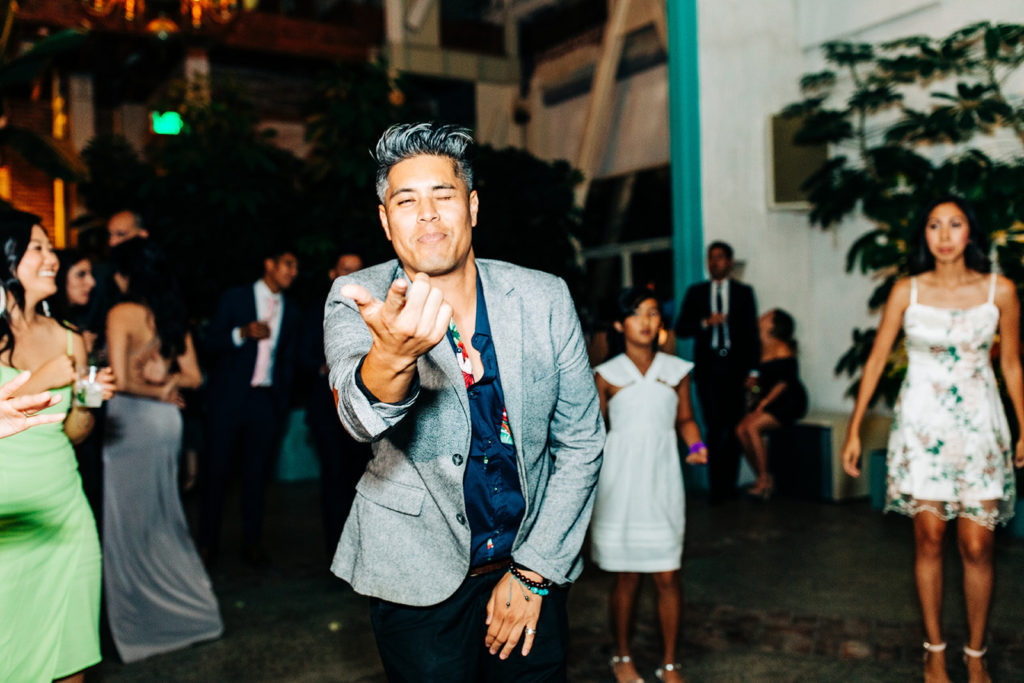 man dancing at wedding reception