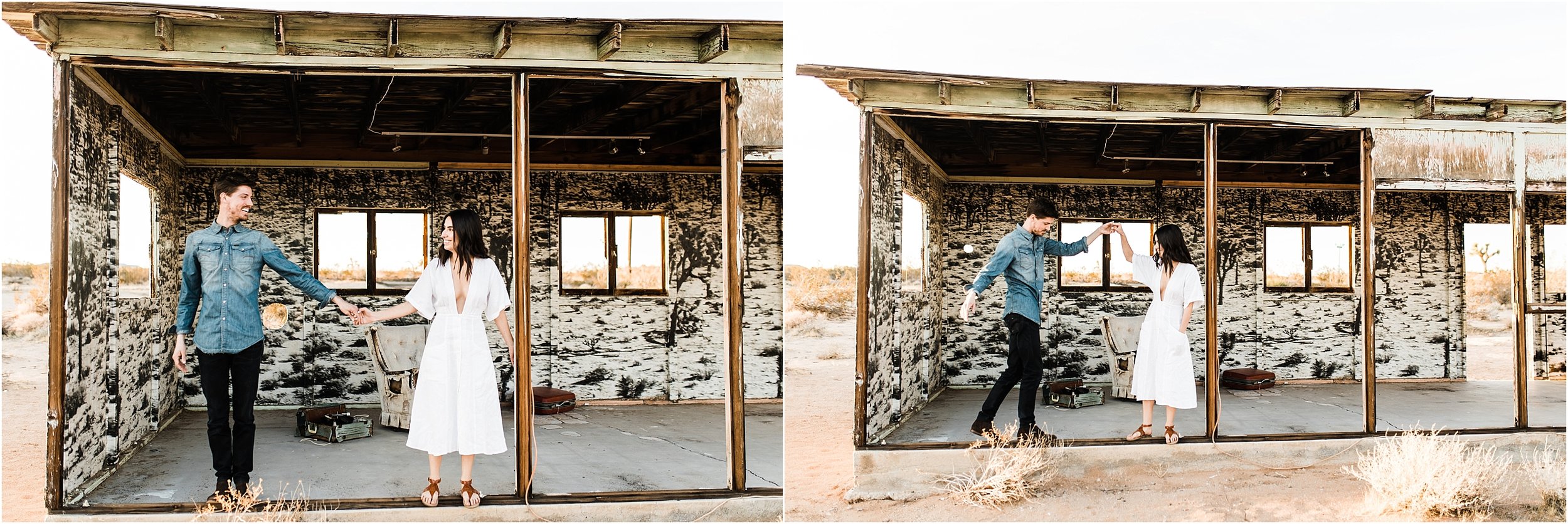  They saw this suuuuper cool abandoned house with Joshua Tree wallpaper and some old furniture and stuff inside. SO COOL! Of course we had to stop by! 