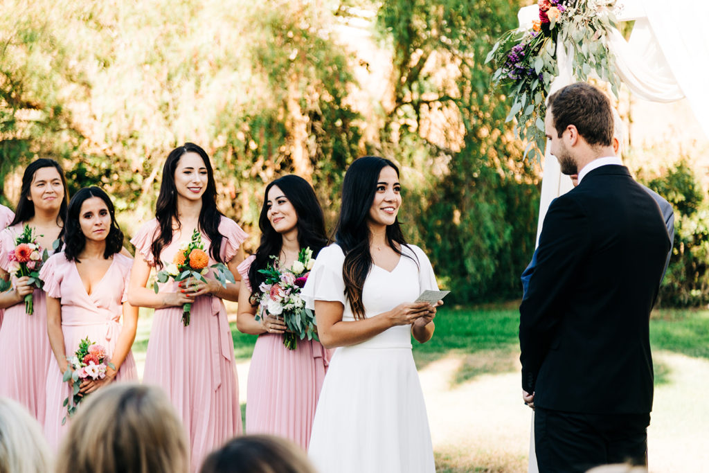 Camarillo wedding photography ; bride and bridesmaids at wedding ceremony