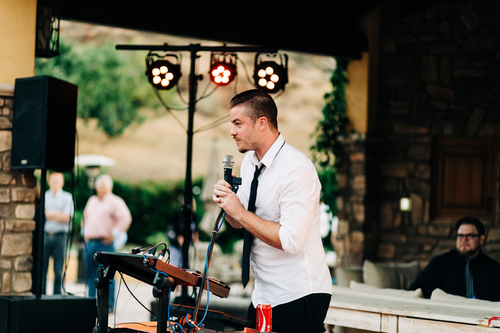 Camarillo wedding photography ; groomsman's speech at wedding reception