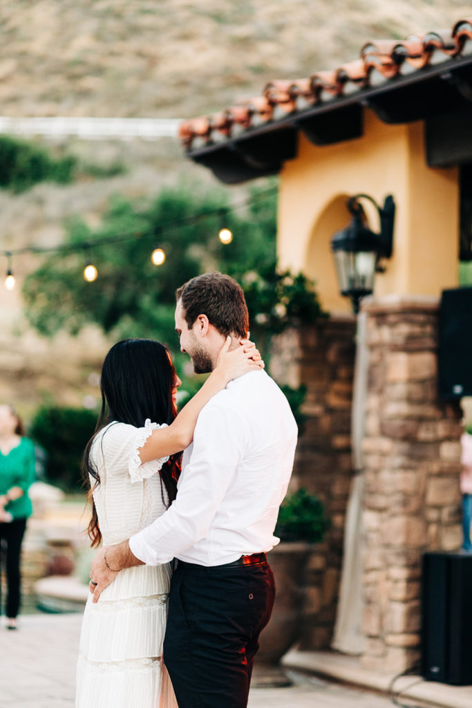 Camarillo wedding photography ; bride and groom dance at outdoor wedding reception