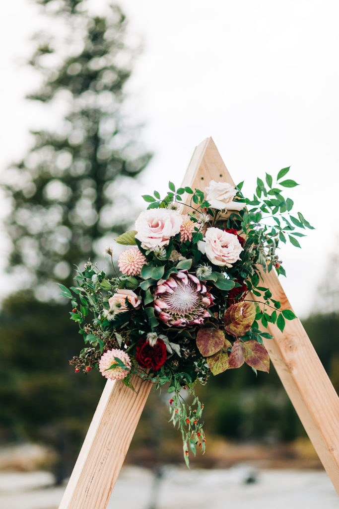 Redfish Lake Lodge wedding photography ; floral wedding decor