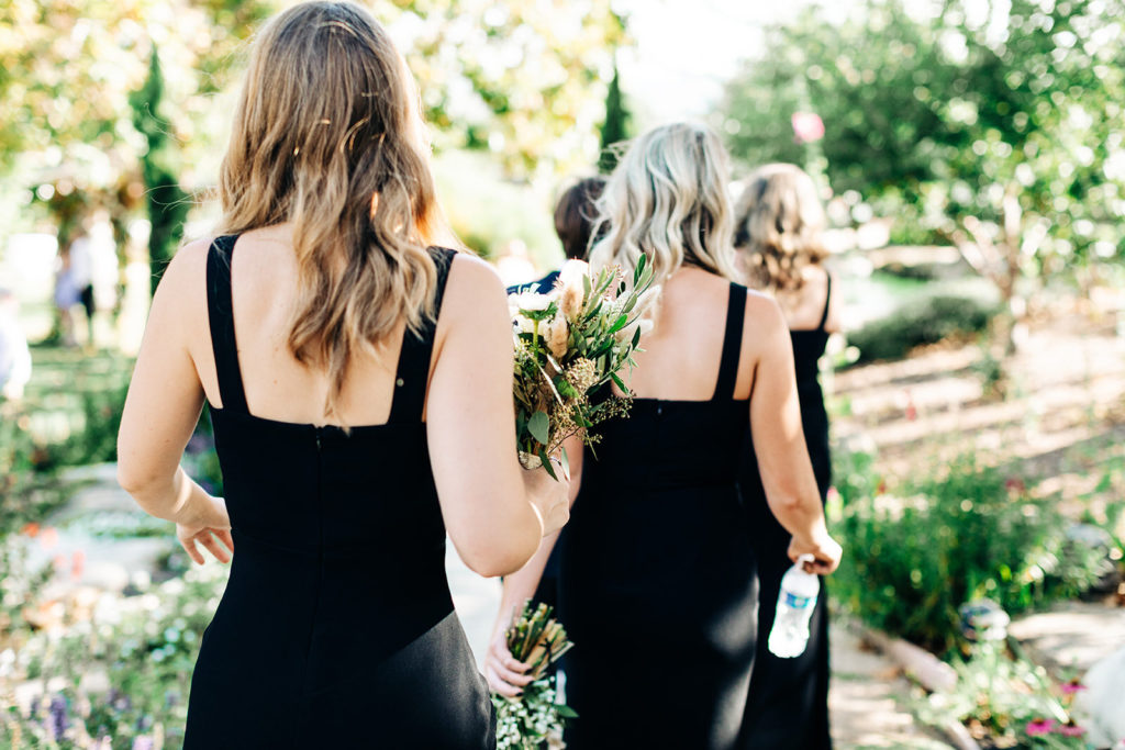 The Madonna Inn In San Luis Obispo, CA wedding photography; bridesmaids walking