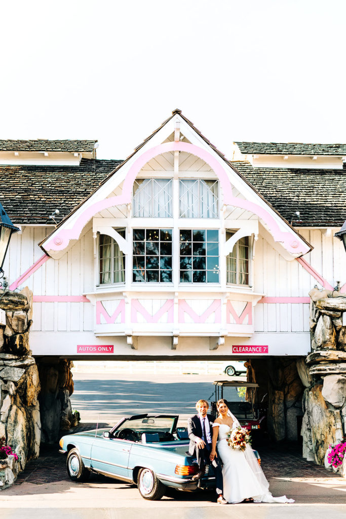 The Madonna Inn In San Luis Obispo, CA wedding photography; bride and groom standing at the underpass