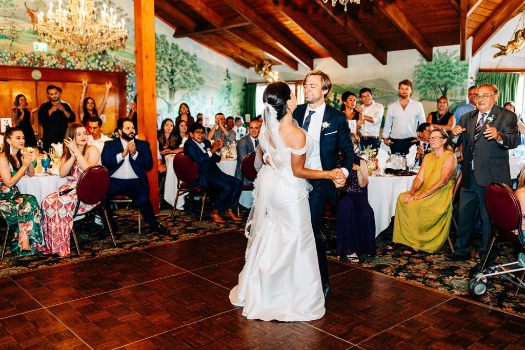 The Madonna Inn In San Luis Obispo, CA wedding photography; bride and groom dancing