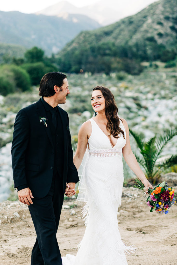 Sweet Pea Ranch In Upland, CA wedding photography; bride and groom looking int each other's eyes