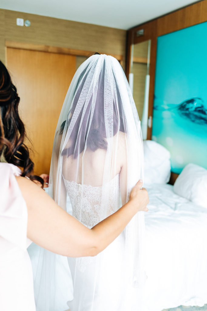 Pasea Hotel & Spa in Huntington Beach, CA wedding photography; bride getting ready