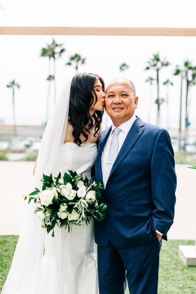 Pasea Hotel & Spa in Huntington Beach, CA wedding photography; bride with her father