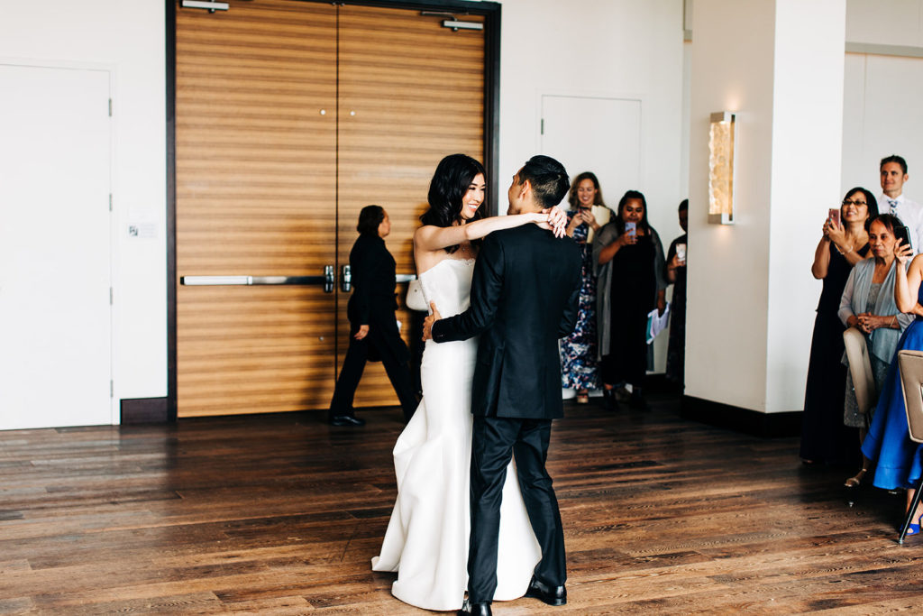 Pasea Hotel & Spa in Huntington Beach, CA wedding photography; bride and groom dancing