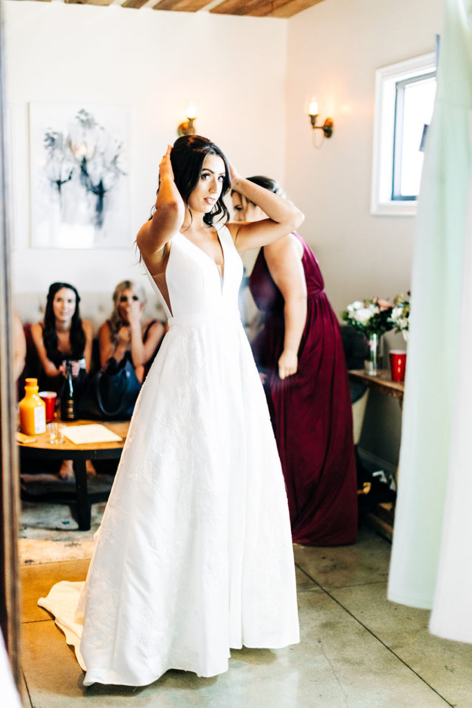 Colony house in Anaheim, CA wedding photography; bride in her bridal dress