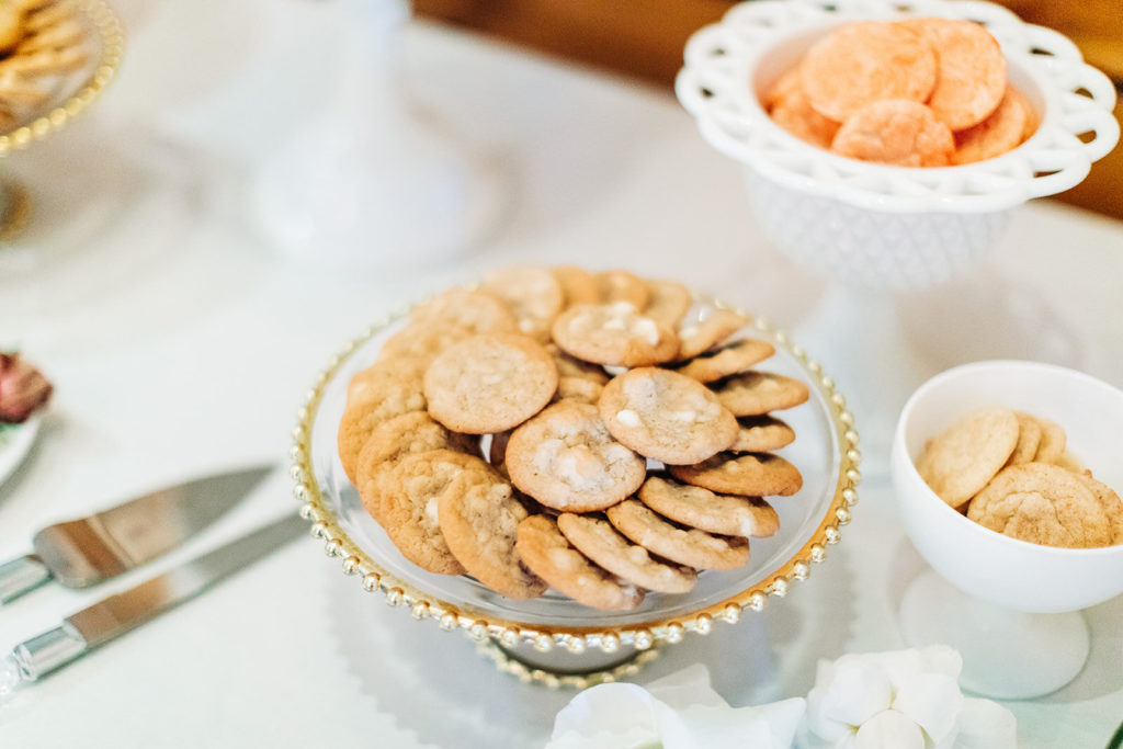 Colony house in Anaheim, CA wedding photography; cookies on the table