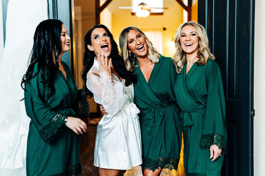 Avalon Legacy Ranch wedding photography; bride with her bridesmaids on her wedding day