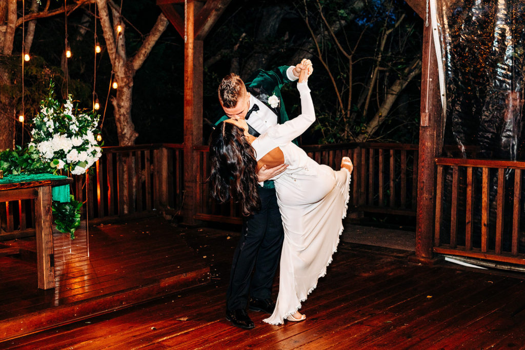 Avalon Legacy Ranch wedding photography; bride & groom dancing and kissing