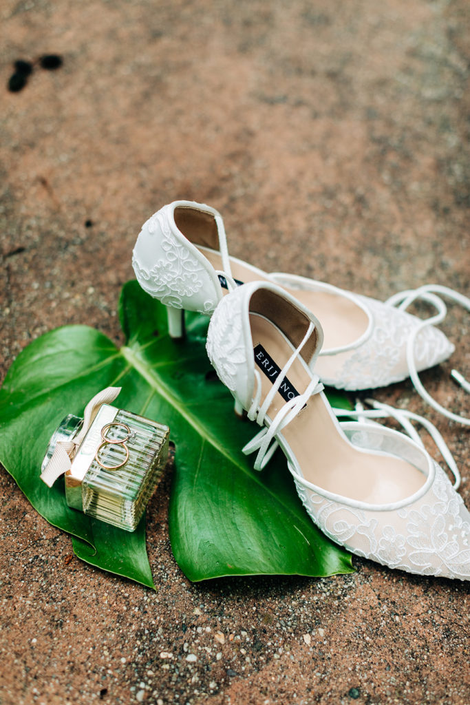 Hartley Botanica wedding photography; white lace up shoes and perfume