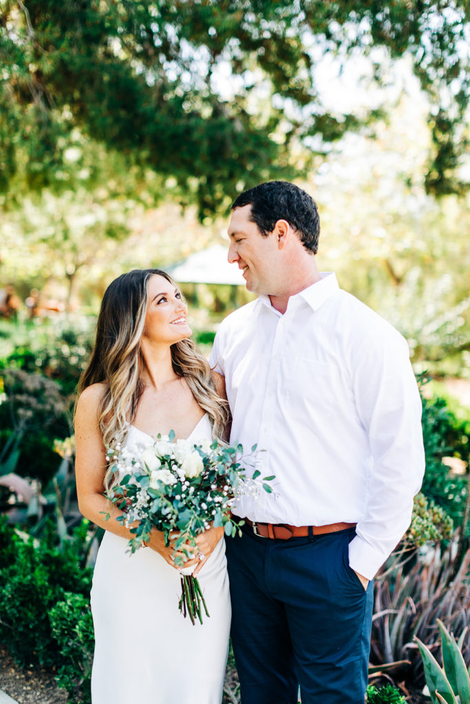 portrait of a bride and groom on their wedding day; orange county elopement photographer