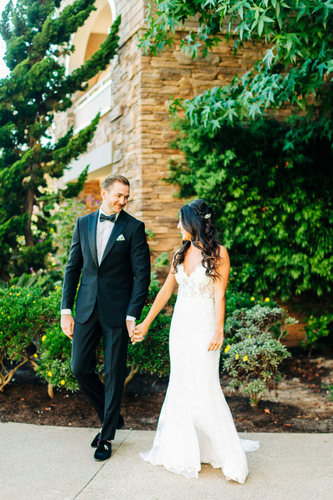Crystal Cove Micro Wedding in Orange County; first look between a couple on their wedding day
