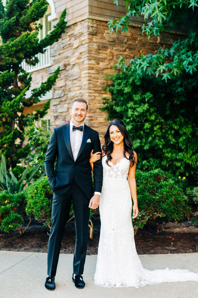 Crystal Cove Micro Wedding in Orange County; portrait of a bride and groom on their wedding day