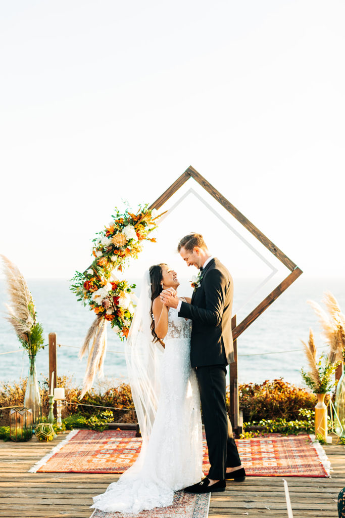 Crystal Cove Micro Wedding in Orange County; first dance as husband and wife