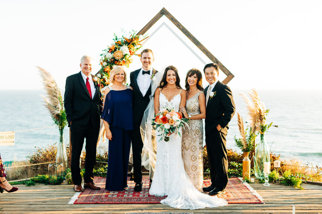 Crystal Cove Micro Wedding in Orange County; family photos at a wedding