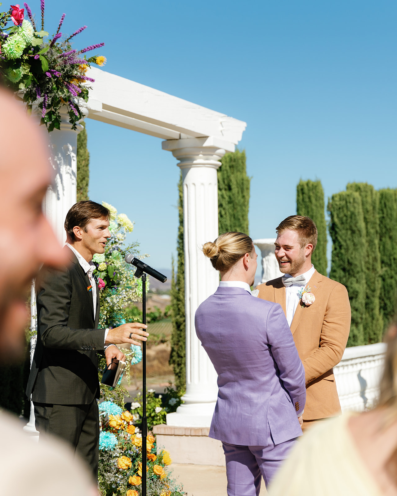 Ashton Kutcher officiating PK & Mike's wedding; gay wedding in temecula at mount palomar winery