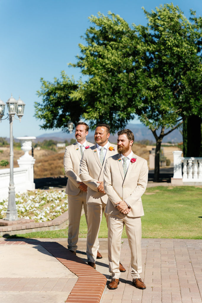 Groomsmen at PK & Mike's wedding; gay wedding in temecula at mount palomar winery