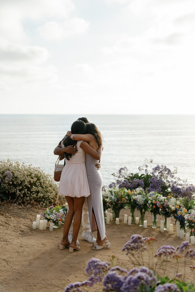 romantic surprise proposal in del mar;